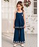ISHTI Georgette Woven Sleeveless Floral Applique Detailed Top & Pants Set - Teal