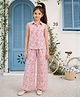 ISHTI Modal Woven Sleeveless Abstract Printed Coordinating  Top & Pants Set - Pink
