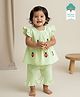 Keebee Organics Cotton Woven Cap Sleeves Striped & Ladybug Embroidered Coordinating Top & Shorts Set - Lime Green