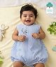 Keebee Organics Cotton Woven Sleeveless Striped & Bear Embroidered Onesie - Blue