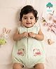 Keebee Organics Cotton Woven Sleeveless Striped & Pomegranate Embroidered Onesie - Lime Green