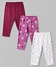 Doodle Poodle 100% Cotton Single Jersey Knit Full Length Leggings With Floral & Polka Dot Print Pack Of 3 - Red, Violet & White
