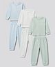 Bonfino Cotton Elastane Rib Knit Solid and Yarn Dyed Henley Full Sleeves Solid T-Shirt and Pajama Night Suit Pack Of 3 - Light Green White Light Blue