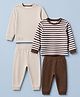 Bonfino Cotton Elastane Rib Knit Solid and Yarn Dyed Henley Full Sleeves T-Shirt and Solid Pyjama Night Suit Pack Of 2 - Beige & Brown