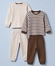 Bonfino Cotton Elastane Rib Knit Solid and Yarn Dyed Henley Full Sleeves T-Shirt and Solid Pyjama Night Suit Pack Of 2 - Beige & Brown