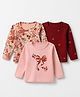 Babyoye 100% Cotton Interlock Knit Full Sleeves T-Shirts with Bow , Floral & Butterfly Print Pack Of 3 - Burgandy