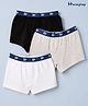 Honeyhap Premium Cotton Knit Regular Bio Finish Solid Trunks Pack Of 3 - Bright White Black Beauty & White Melange
