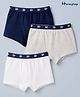 Honeyhap Premium Cotton Knit Regular Trunks Solid Trunks Pack Of 3 - Grey Navy Blue & White
