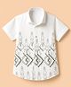 Radutu Cotton Woven Half Sleeves Shirt With Geometric Print - White