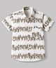 Radutu Cotton Woven Half Sleeves Shirt with Text Print - White