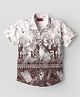 Radutu Cotton Woven Shirt with Half Sleeves and Typography Print - White