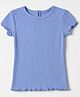 Gap Cotton Knit Solid Top with Short Sleeves in Blue