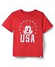 GAP 100% Cotton Woven Round Neck T-Shirts with Half Sleeves and Mickey Mouse USA Graphic Print - Red