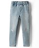 GAP Cotton Blend Woven Full Length Washed Skinny Fit Mid Rise Ribbed Jeans - Light Blue