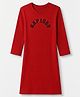 GAP 100% Cotton Knit Full Sleeves GAP 1969 Embroidered relaxed Fit Round Neck Frock - Red
