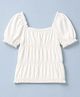 Gap Cotton Knit Top with Short Sleeves and Smocked Detailing in White