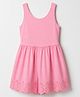 GAP Cotton Knit Solid Regular Fit Round Neck Sleeveless Playsuit Romper With Floral Embroidery - Pink