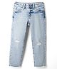 GAP Cotton Woven Full Length Heavy Washed Slim Mid Rise Jeans - Blue