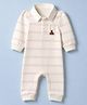 GAP Cotton blend Woven Baby Striper Collar Neck Full Sleeves Romper in Pink