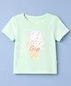 GAP Cotton Woven Top with Half Sleeves and Ice Cream Print in Green