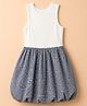 GAP Cotton Woven Rib Knit Striped Regular Round Neck Sleeveless Dress With Check - Blue