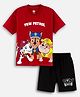 Nap Chief Cotton Blend Knit Paw Patrol Featuring Half Sleeves Characters Printed Tee & Shorts Set - Red