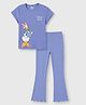 Nap Chief Cotton Blend Knit Disney Featuring Half Sleeves Daisy Duck Printed Tee & Trousers Set - Light Blue