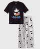 Nap Chief Cotton Blend Knit Disney Featuring Half Sleeves Mickey Mouse Printed Tee & Pyjamas Set - Black