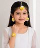 Daizy Pearl & Floral Applique Detailed Jewellery Set - Yellow