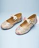 boyz n galz Bow Applique Detailed Velcro Closure Ballerinas - Golden