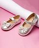 boyz n galz Metallic Bow Applique Detailed Velcro Closure  Mary Jane Ballerinas - Silver