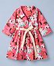 Twetoons Cotton Woven Dress with Belt Full Sleeves and Floral Print in Pink