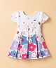 Twetoons Cotton Woven One Piece Dress and Bow with Half Sleeves and Floral Print in White for 6-12 Months