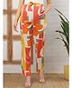 Moms Maternity Cotton Blend Woven Abstract Printed Maternity Pants - Mustard