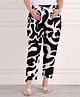 Moms Maternity Cotton Blend Woven Abstract Printed Maternity Pants - Black