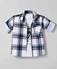 Radutu Cotton Woven Full Sleeves Checks Shirt With Separate Text Print T-shirt - White, Blue & Light Blue