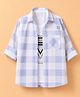 Radutu Cotton Woven Full Sleeves Twofer Shirt with Buffalo Checks - Light Blue & White