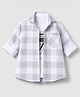 Radutu Cotton Woven Full Sleeves Checks Shirt With Separate Text Printed T-Shirt - White & Grey