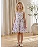 Truffles Cotton Blend Woven Sleeveless Floral Applique Detailed & Printed Tiered Dress - Lilac
