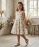 Truffles Cotton Blend Woven Sleeveless Floral Applique Detailed & Printed Tiered Dress - White