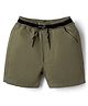Rikidoos Cotton Woven Knee Length Solid Shorts With Pockets - Olive Green