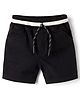 Rikidoos Cotton Woven Knee Length Solid Shorts With Pockets - Black