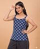 TeenTrums Cotton Woven Sleeveless Floral Printed Kurti Style Top - Navy Blue