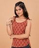 TeenTrums Cotton Woven Sleeveless Floral Printed Kurti Style Top - Red
