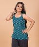 TeenTrums Cotton Woven Sleeveless Floral Printed Kurti Style Top - Teal