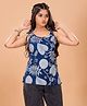 TeenTrums Cotton Woven Sleeveless Floral Printed Kurti Style Top - Indigo Blue