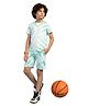 TeenTrums Cotton Knit Half Sleeves Tie Dye Coordinating Tee & Shorts Set - Green