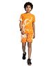 TeenTrums Cotton Knit Half Sleeves Tie Dye Coordinating Tee & Shorts Set - Orange