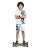 TeenTrums Cotton Knit Half Sleeves Tie Dye Coordinating Tee & Shorts Set - Navy Blue