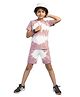 TeenTrums Cotton Knit Half Sleeves Tie Dye Coordinating Tee & Shorts Set - Wine